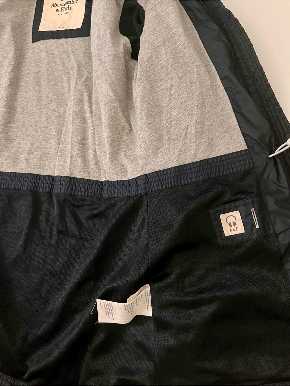Abercrombie & Fitch Navy Hooded Utility Jacket with Gray Lining - Picture 5 of 6